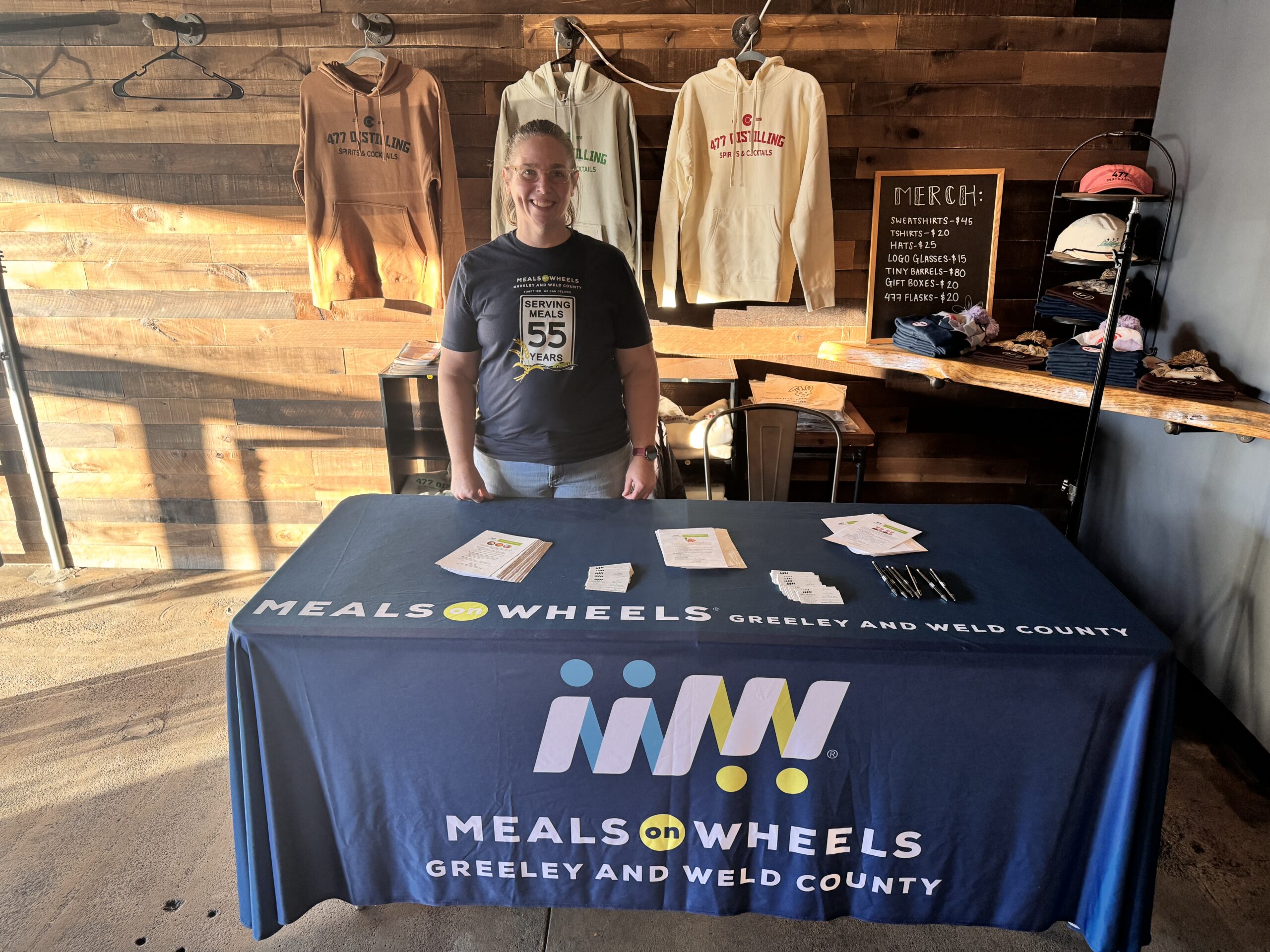 Executive Director Michelle Dwyer promotes Meals on Wheels at a community fundraising event