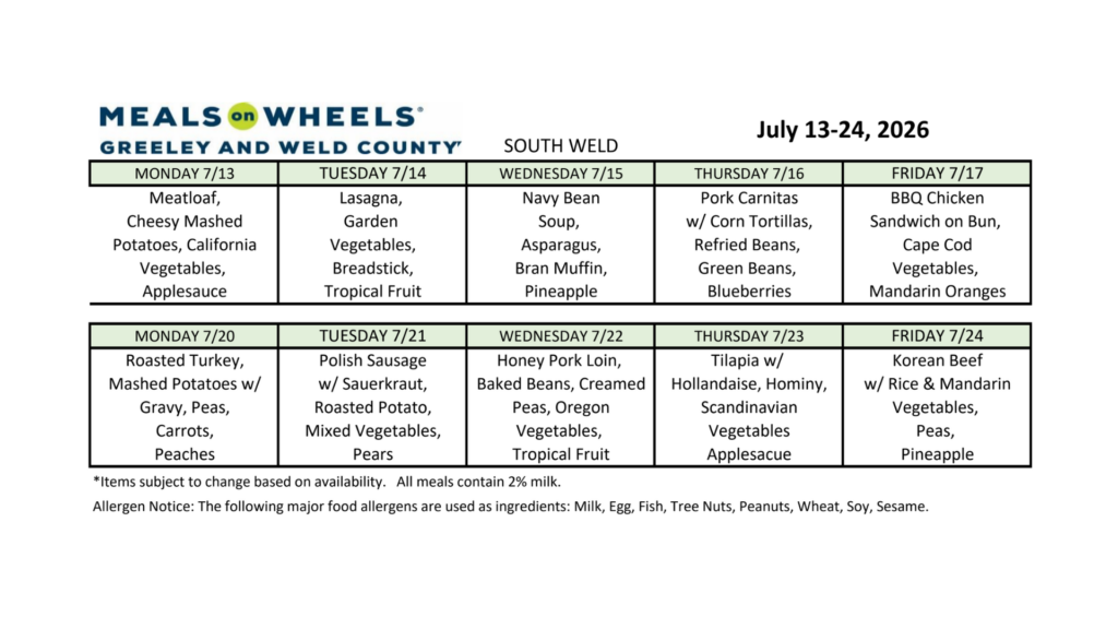 South Weld Menu July 13-24